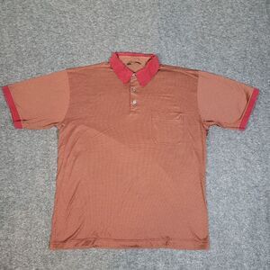 Vtg ERMENEGILDO ZEGNA Mens Golf Polo Shirt Size L Red Collar Geometric Pattern
